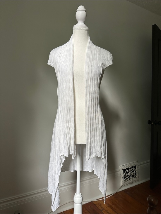 INC International Concepts Sweaters - I.N.C. INTERNATIONAL CONCEPTS White Y2K Open Front Fairy Cottage Cardigan Medium
